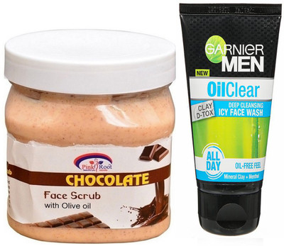 

Pink Root CHOCOLATE SCRUB 500G WITH OIL CLEAR FACEWASH(Set of 2)