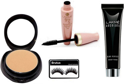 

BRUTUS Eyelashes, Two Way Compact, 9 to 5 Waterproof mascara, Absolute Blur Perfect Makeup primer(Set of 4)