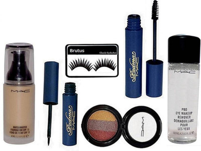 

BRUTUS Eyelashes, Mac Matchmaster Foundation, Pro Eye makeup Remover, Padma Eyeliner & Mascara, 3 shade eyeshadow(Set of 6)