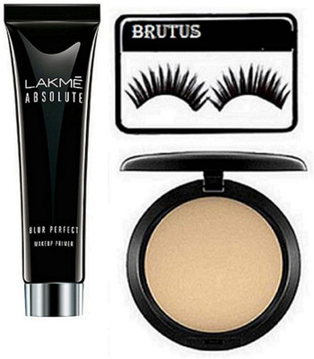 BRUTUS Eyelashes, Mac Compact, Absolute Blur Perfect Makeup primer(Set of 3)
