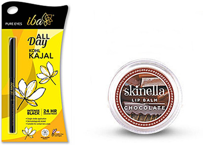 

skinella Chocolate Lip Balm 15gm and All Day Kohl Kajal (Jet Black)(Set of 2)