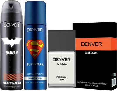 

Denver Batman Knight Warrior Deo 150 Ml + Original Perfume Eau de Parfum - 60 ml (For Men) + Superman Strength Deo 150 Ml(Set of 3)