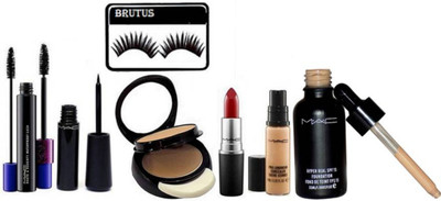 

BRUTUS Eyelashes, Mac Hyper Real Foundation, Two way Compact, Pro Long Wear Concealer, Finish Matte Lipstick, Waterproof Eyeliner, Haute and Naughty Double Effect Mascara(Set of 7)