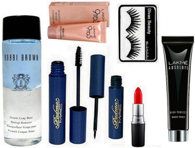 

Divas Beauty Eyelashes, Mac Matte Lipstick, Padma Eyeliner & Mascara, 9to5 Mousse, Bobbi Brown Instant Long Wear Makeup Remover,Absolute Blur Perfect Makeup Primer, 30g(Set of 7)