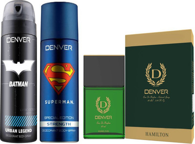 

Denver Batman Urban Legend Deo 150 Ml + Hamilton Perfume Eau de Parfum - 60 ml (For Men) + Superman Strength Deo 150 Ml(Set of 3)