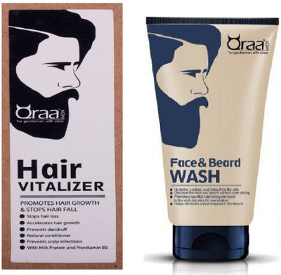 

Qraa hair Vitalizer 60ml+Face and Beard wash 100gm(Set of 2)