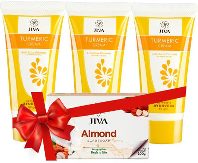 

Jiva Turmeric Cream Pack of 3 with Almond Soap(Set of 3)