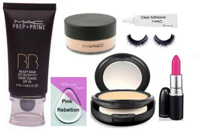 

Pink Rebellion Silicone Puff Foundation, Compact , Lipstick,Loose Powder,Eyelashes glue,Eyelashes(Set of 7)