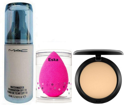 

Eska sponge Puff, Mac MatchMaster Foundation SPF 15, Compact(Set of 3)