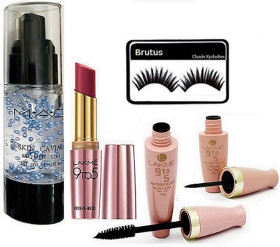 

BRUTUS Eyelashes, Skin primer, 9to5 Waterproof Eyeliner & Mascara, Primer+Matte Lipstick(Set of 5)