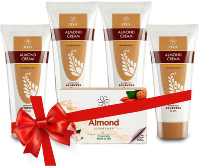 

Jiva Almond Cream Pack of 4 with Almond Soap(Set of 5)