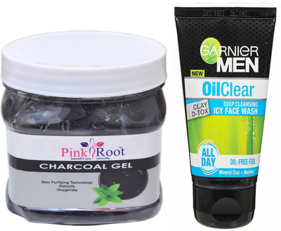 

Pink Root CHRACOAL GEL 500G WITH OIL CLEAR FACEWASH(Set of 2)