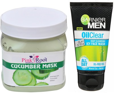 

Pink Root CUCUMBER MASK 500G WITH GARNIER OIL CLEAR FACEWASH(Set of 2)