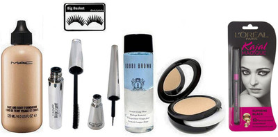

big Basket Eyelashes, Brooke Candy Liquid Eyeliner & Mascara, Studio Fix Compact, Face & Body Foundation, Bobbi Brown Instant Long Wear Makeup Remover, L'oreal Paris Kajal Magique Supreme Black(Set of 6)