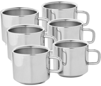 

Jagani JsMugTea6pc Stainless Steel Mug(130 ml, Pack of 6), Silver
