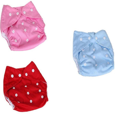 Xeekart 3 Adjustable Reusable Washable Cloth Diaper Nappies with Inserts for Babies, 0-2 Years Pack of 3 Pieces - S - M(3 Pieces)