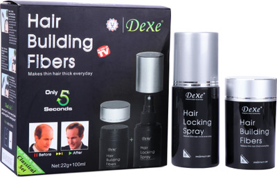 

Dexe Combo Hair Building Fiber(22g) Plus Hair Lock Spray(100ml) Hair Color(Black)