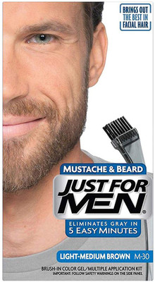 

Just For Men Mustache & Beard Brush-In Color Gel Light-Medium Brown M30 Hair Color(Medium Brown)