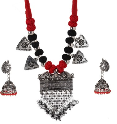 Tandra's Fashion Jewellery Oxidised Silver Silver, Red Jewellery Set(Pack of 1)