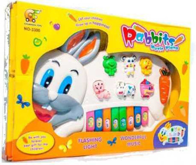 

jojoss Rabbit Musical Piano Keyboard Toys with Lights & Sounds for 3+ Kids(White)