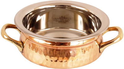 

IndianArtVilla 2.0" X 5.0" Royal Handmade High Quality Stainless Steel Copper Dish Serving Handi Handi 0.3 L(Copper), Brown