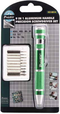 Proskit 9 in 1 Aluminum Handle Precision Screwdriver Set Precision Screwdriver Set(Pack of 1)
