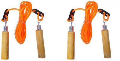 

AVM pack of 2 wooden Freestyle Skipping Rope (Orange, Pack of 2) Ball Bearing Skipping Rope(Orange, Length: 4 cm)