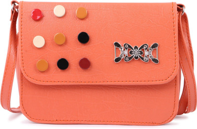 GLORIST Women Casual Orange Leatherette Sling Bag