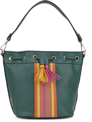 

Global Desi Women Casual Green PU Sling Bag