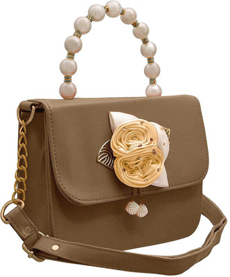 

Lavs Women Evening/Party Brown PU Sling Bag