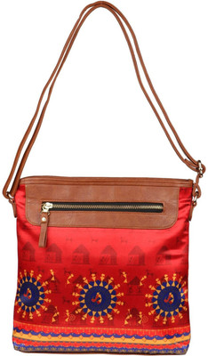 All Things Sundar Women Casual Red Satin Sling Bag