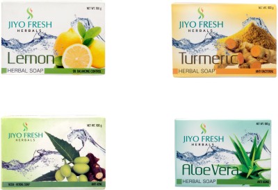 

Jio fresh Lemon, Turmeric, Neam, Aloewera Soap, Combo of 4(100 g, Pack of 4)