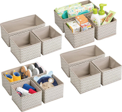 

House of Quirk Storage Box Set of 12 Closet Dresser Drawer Organizer Cube Basket Bins Containers Divider with Drawers for Underwear, Bras, Socks, Ties, Scarves, Grey(Grey)