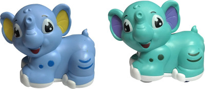 

Emob Pack of 2 Push and Go Cute Elephant Cartoon Toy with Super Friction Powered Wheel for Kids(Multicolor)