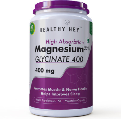 

HealthyHey Nutrition High Absorption Magnesium Glycinate, 400mg, 90 Vegetable Capsules(400 mg)