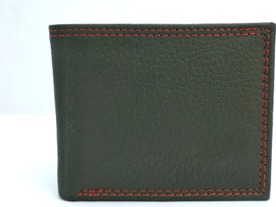 

HKS Men Multicolor Genuine Leather Wallet(4 Card Slots), Black and red
