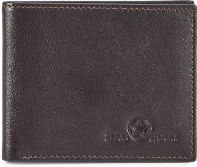 

Zero Hour Men Casual Brown Genuine Leather Wallet(6 Card Slots), Black