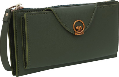 

Quickk Women Green Artificial Leather Wallet(12 Card Slots), Dark green