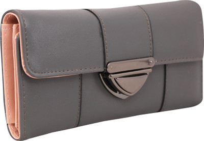 

Quickk Women Grey Artificial Leather Wallet(10 Card Slots)