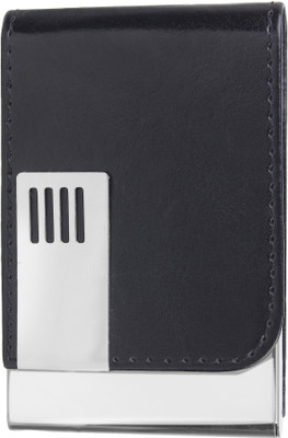 

KEZRO Men Black Artificial Leather Card Holder(10 Card Slots), Black;silver