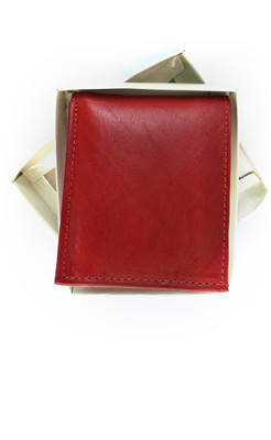 

HKS Men Casual Red Genuine Leather Wallet(4 Card Slots), Cherry red