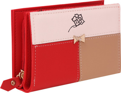 

Quickk Women Red, Beige Artificial Leather Wrist Wallet(6 Card Slots), Beige/red