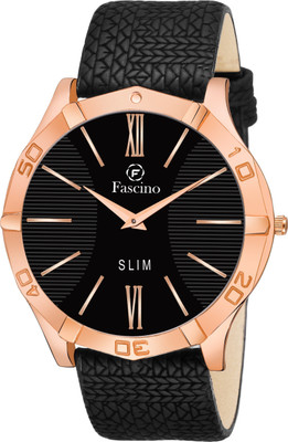 

fascino Analog Round Black Dial Slim Watch with Leather Belt FCW 1197-CP Watch - For Men