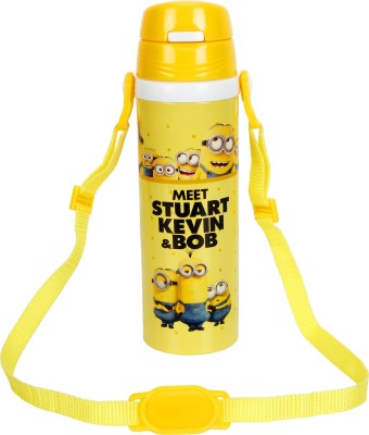 

WonderKart Cartoon Printed Stainless Steel Kids Sipper/vacuum Water Bottle With Neck Strap - 500 ml(Yellow)