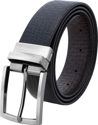 

Pontos Men Casual Black Genuine Leather Reversible Belt, Multi-coloured