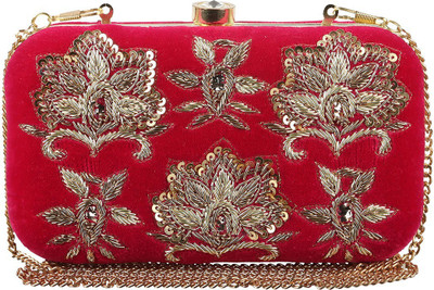 

The Indian Handicraft Store Party Red Clutch