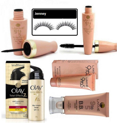 

jenney Eyelashes With olay Cream,9to5 Mousse Foundation,Eyeliner And Mascara,BB Cream Bright Benefit(Set of 6)