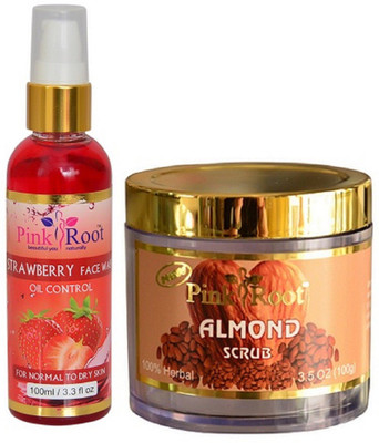 

Pink Root Strawberry Face Wash 100ml WITH Almond Scrub 100gm(Set of 2)