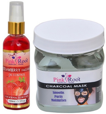 

Pink Root Strawberry Face Wash 100ml WITH Charcoal Mask 500ml(Set of 2)