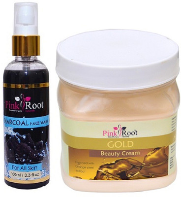 

Pink Root Charcoal Face Wash 100ml WITH Gold Cream 500ml(Set of 2)